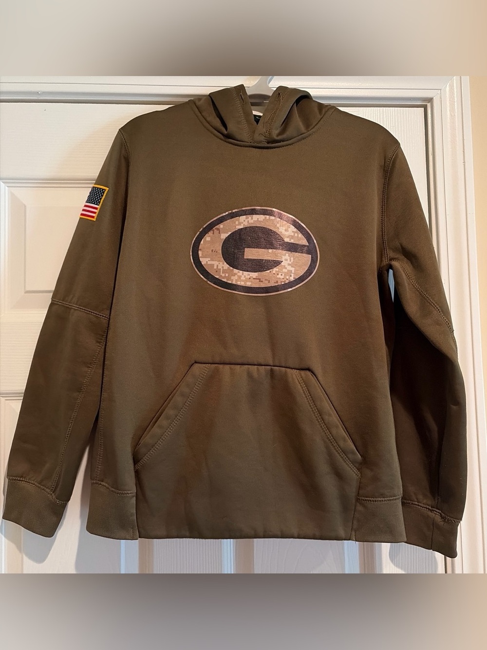 NFL Olive Green Pullover Hoodie with Camo Team Logo